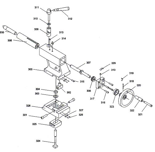 складальна схема задньої бабки токарного верстата Профі 550 Профі 550 Схема збирання задньої бабки токарного верстата